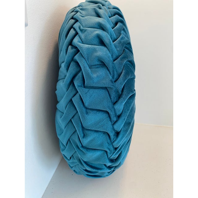 Mid-Century Modern Round Velvet Pillow- A Pair For Sale - Image 3 of 4