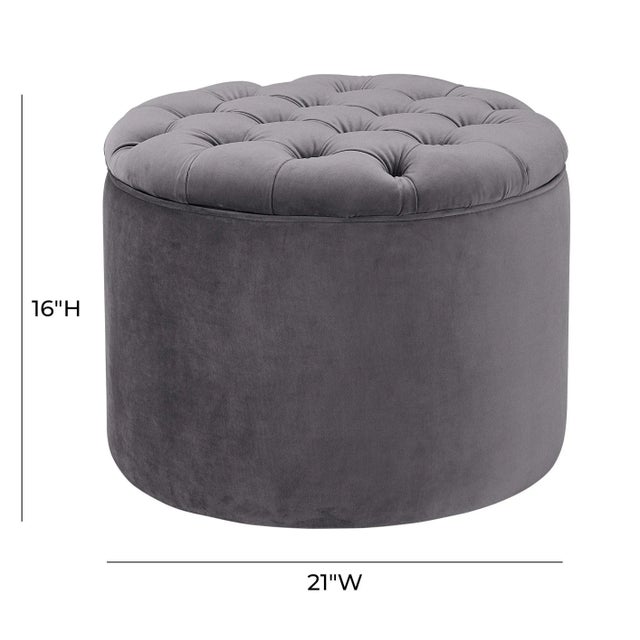 Queen Grey Velvet Storage Ottoman For Sale - Image 4 of 6