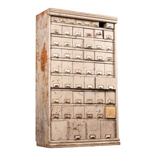 Vintage Industrial 53 Drawer Chippy Parts Cabinet For Sale