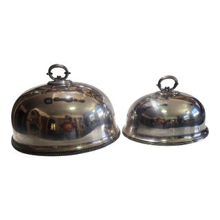 Early 20th Century English Edwardian Silver Food Domes - Pair For Sale