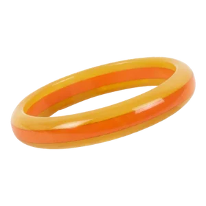 Bakelite Bracelet Laminated Multi-Layer Bangle Yellow and Orange Marble