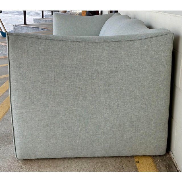 Norwalk Modern Light Gray Linen Snuggy Sofa For Sale - Image 4 of 6