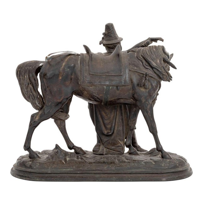 Late 19th Century French Cavalier & Mount Patinated Metal Sculpture For Sale - Image 5 of 6