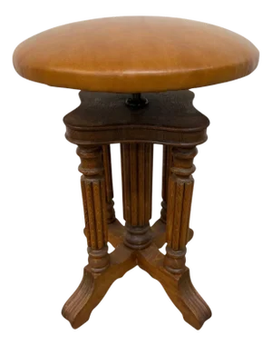 Antique Victorian Oak Piano Stool
