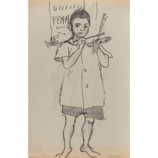 Mino Maccari, Figure, Charcoal Drawing, 1932 For Sale