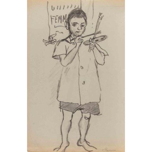 Mino Maccari, Figure, Charcoal Drawing, 1932 For Sale