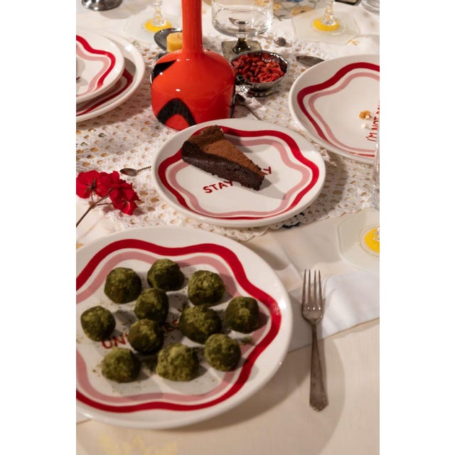 Red Talk of the Table Artisanal Plate Set- 2 Pieces For Sale - Image 8 of 11