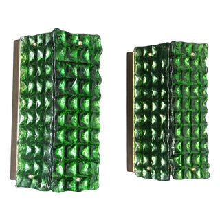 Green Murano Glass Wall Lights, 2000s, Set of 2 For Sale