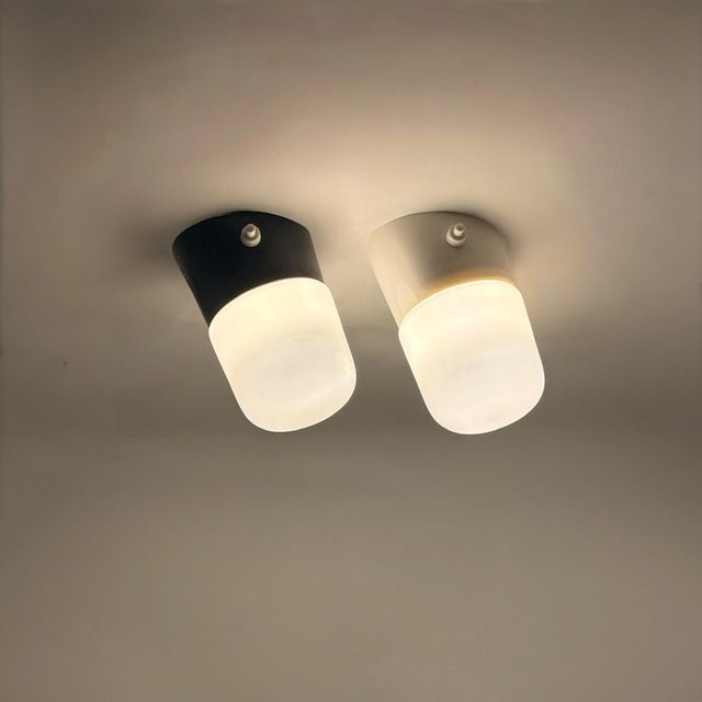 Black Italian Opaline Glass Wall Lights with Integrated Switches, 1970s, Set of 2 For Sale - Image 8 of 14