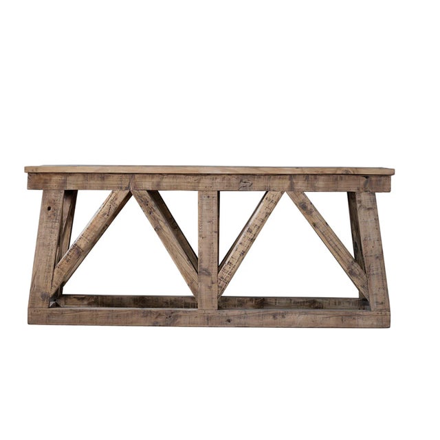 Not Yet Made - Made To Order Matthew Izzo Home Timber Frame Oversized Console Table Made From Reclaimed Factory Beams and Floor Planks For Sale - Image 5 of 5