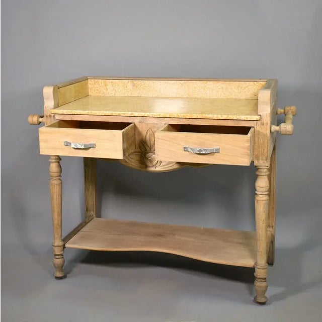 Art Deco French Bleached Oak Washstand, 1920s For Sale - Image 10 of 16