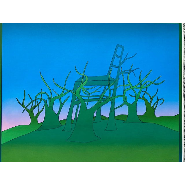 Abstract 1975 Jean Michel Folon "L’ Arbre"Gallerie Marquet, Paris Serigraph For Sale - Image 3 of 9