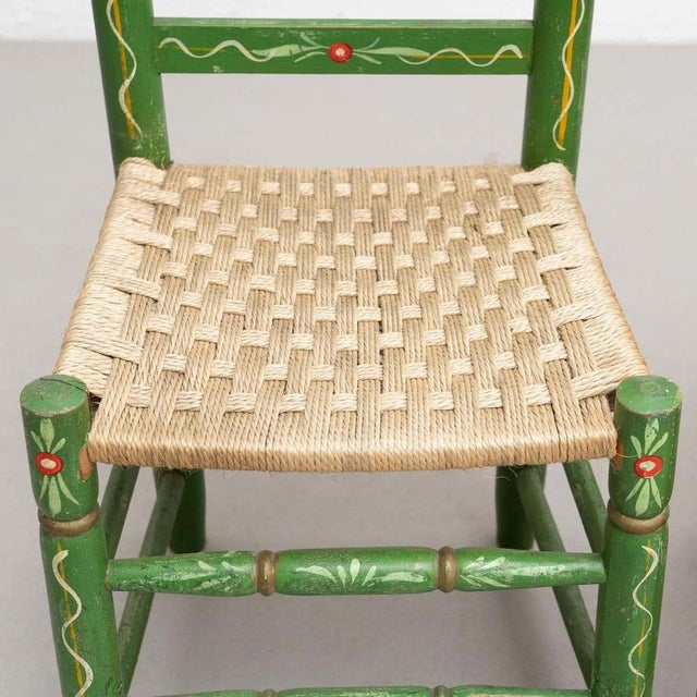 Rustic Traditional Hand Painted Wood Chairs, 1940s, Set of 2 For Sale - Image 12 of 18