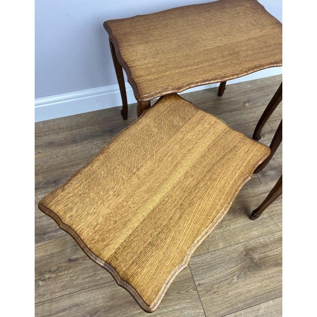 Brown Vintage French Louis Oak Nesting Tables, Set of 3 For Sale - Image 8 of 13