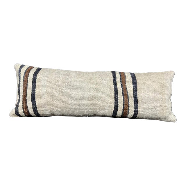 Turkish Hemp Pillow Cushion Natural Beige Black Cushion Cover 14x40 For Sale