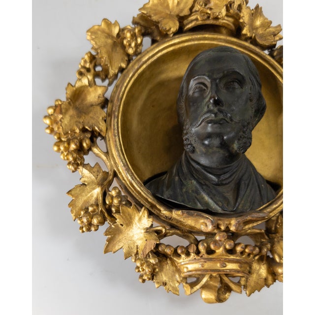 19th Century English Portrait Bronze Bust of Albert Prince Consort in Giltwood Frame For Sale - Image 11 of 18
