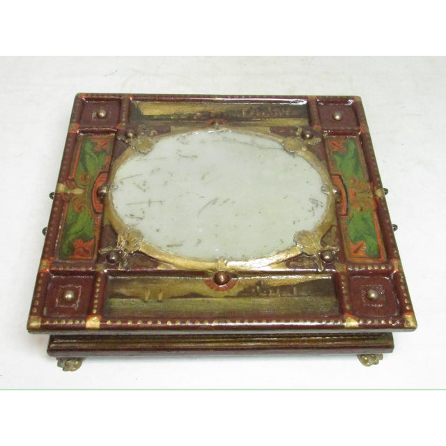 Wood Antique Italian Painted Jewelry Box For Sale - Image 7 of 18