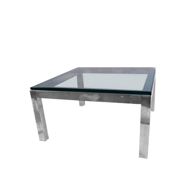 Mid Century Modern Chrome & Glass Coffee Table Milo Baughman Style For Sale