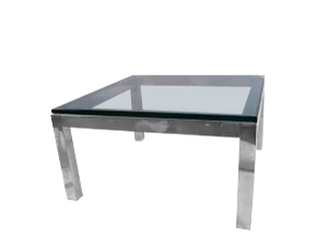 Mid Century Modern Chrome & Glass Coffee Table Milo Baughman Style