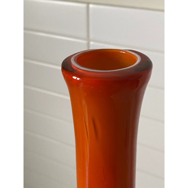 Empoli Mid 20th Century Monumental Mid-Century Modern Empoli Hand Blown Cased Glass Bottle For Sale - Image 4 of 6