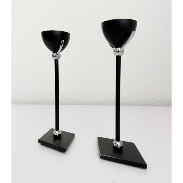 1980s Memphis Chrome Winged Candle Holders, a Pair For Sale - Image 5 of 9
