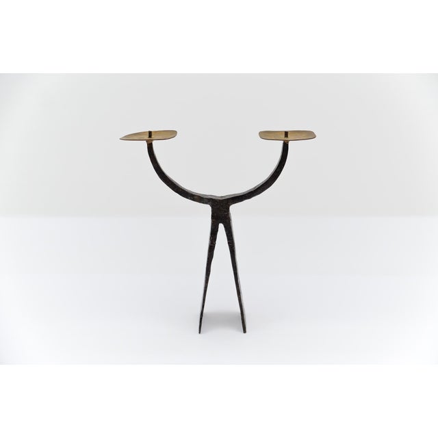 Brutalist Hand-Forged Iron Candleholder, 1960s For Sale - Image 4 of 9