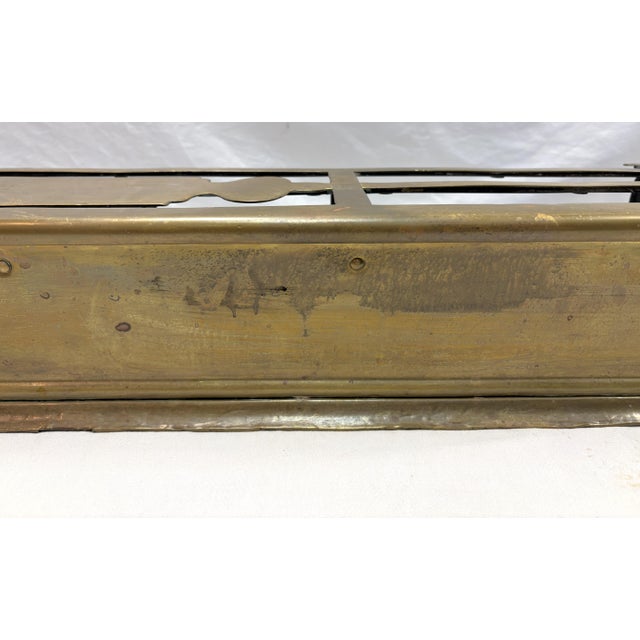 Large Antique Brass Fireplace Fender/ Surround/ Shelf For Sale - Image 9 of 13
