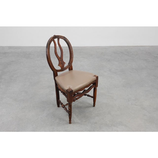 Wood Antique Gustavian Walnut Chair with Leather, 1700s For Sale - Image 7 of 14
