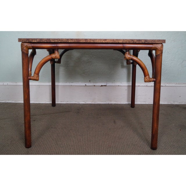 Vintage Square Rattan Bamboo Kitchen Table Chairish