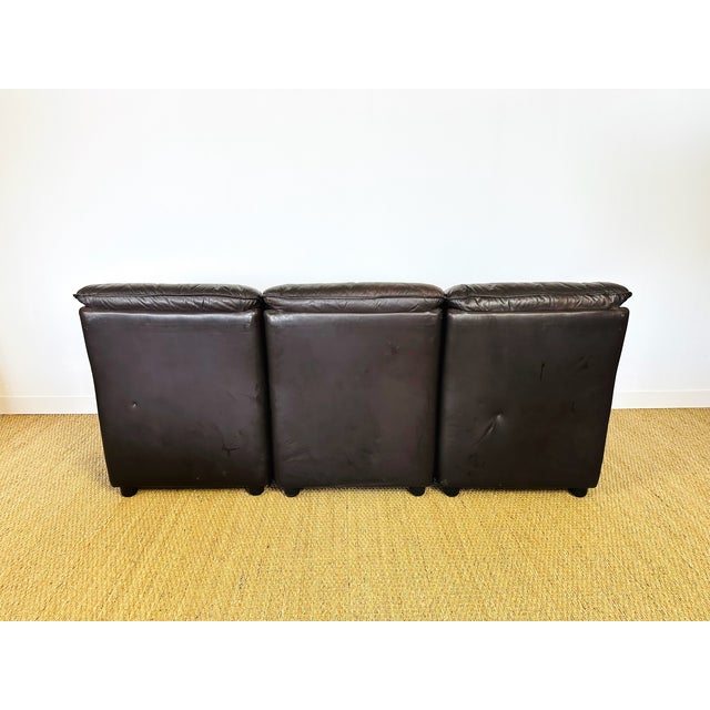 Black Scandinavian Modular Leather Sofa and Armchair, 1960s, Set of 4 For Sale - Image 8 of 18