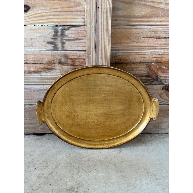 Vintage Italian Vietri Oval Gold Leaf Serving Tray For Sale - Image 10 of 12