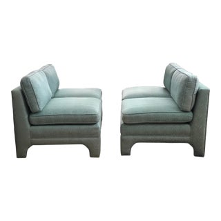 1980s Teal Armless Loveseats - a Pair For Sale