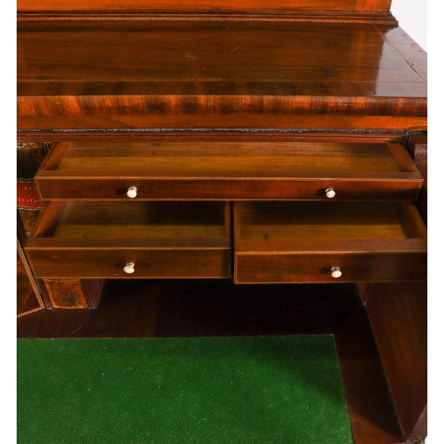 Antique George III Inlaid Flame Mahogany Secretaire Bookcase, 1815 For Sale - Image 14 of 18