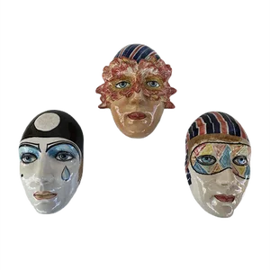 Ceramic Faces, 1950s, Set of 3