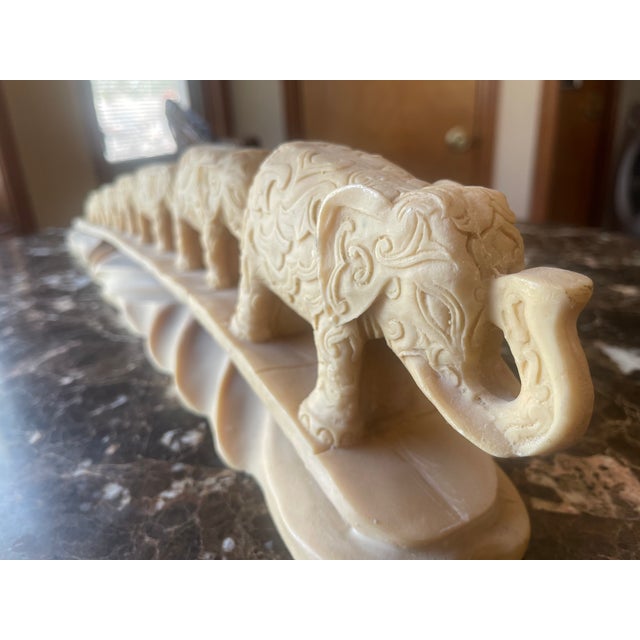 Indian 1970s Bridge Carved Sculpture of an Elephant Parade For Sale - Image 3 of 8
