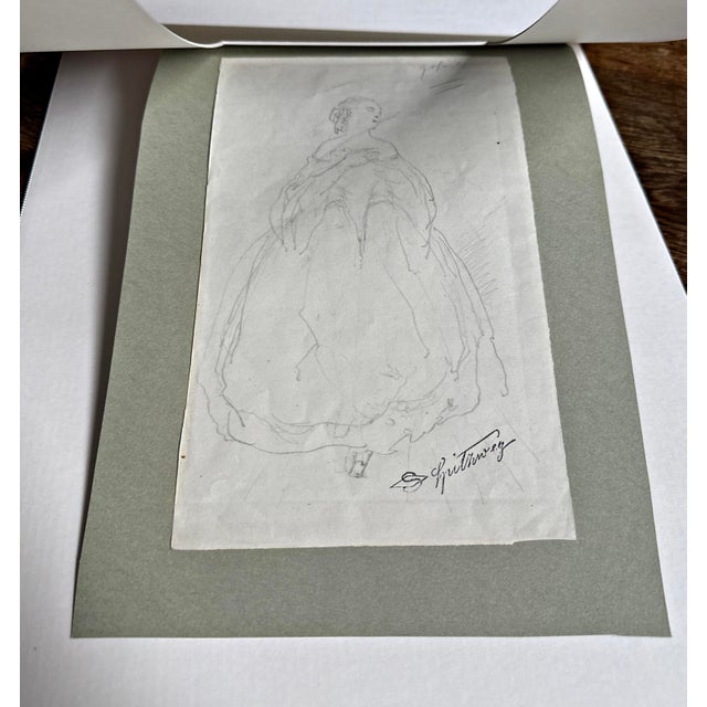 Carl Spitzweg, Bidermeierdame, Original Drawing, Signature Stamp For Sale - Image 3 of 5