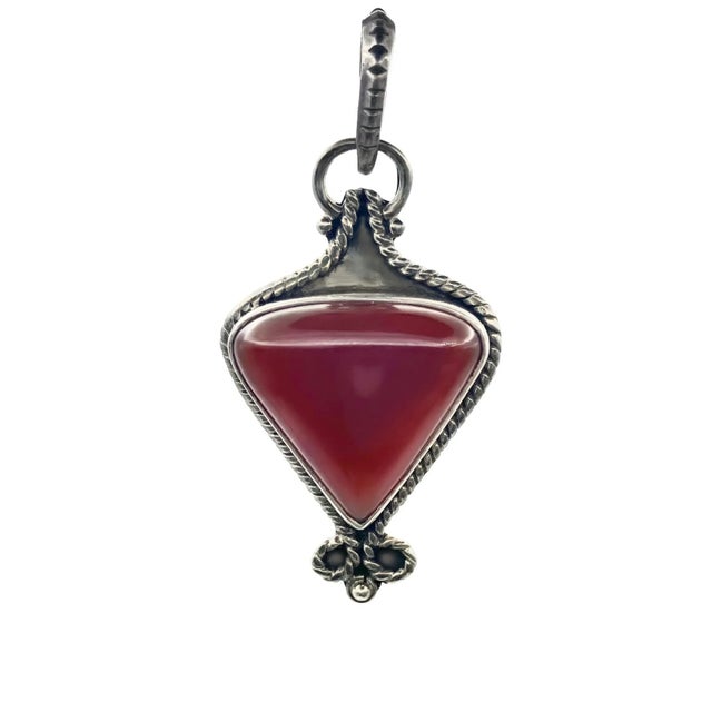 Vintage Carnelian Gemstone and Sterling Silver Pendant For Sale In Phoenix - Image 6 of 6
