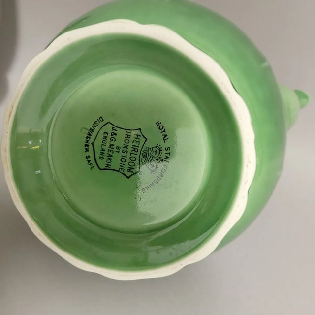 Jade Vintage Johnson Brothers Jade Green Ironstone Coffee & Tea Service, 4-Piece Set, Mid-Century For Sale - Image 8 of 11