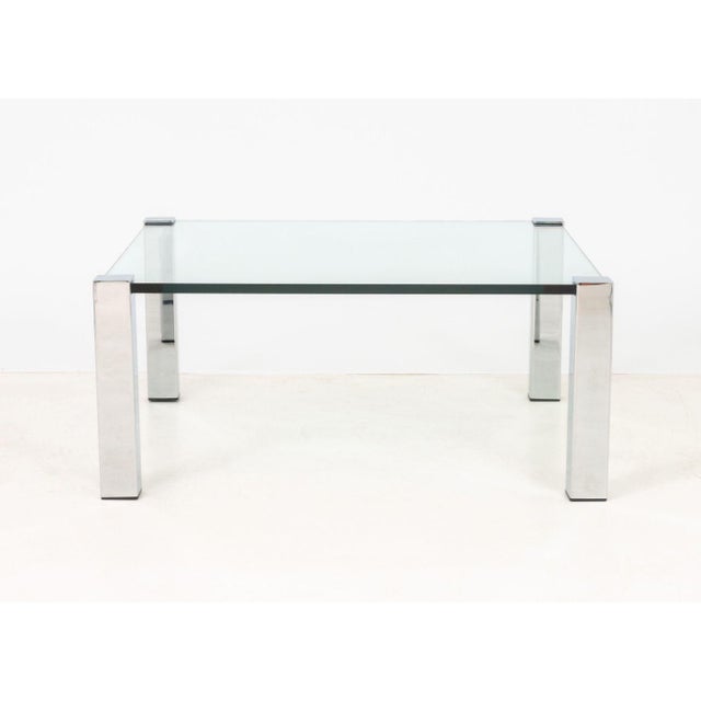 Italian Chrome and Glass Top Coffee Table For Sale - Image 4 of 7