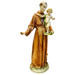Antonia Borsato Porcelain Saint Anthony Figurine For Sale