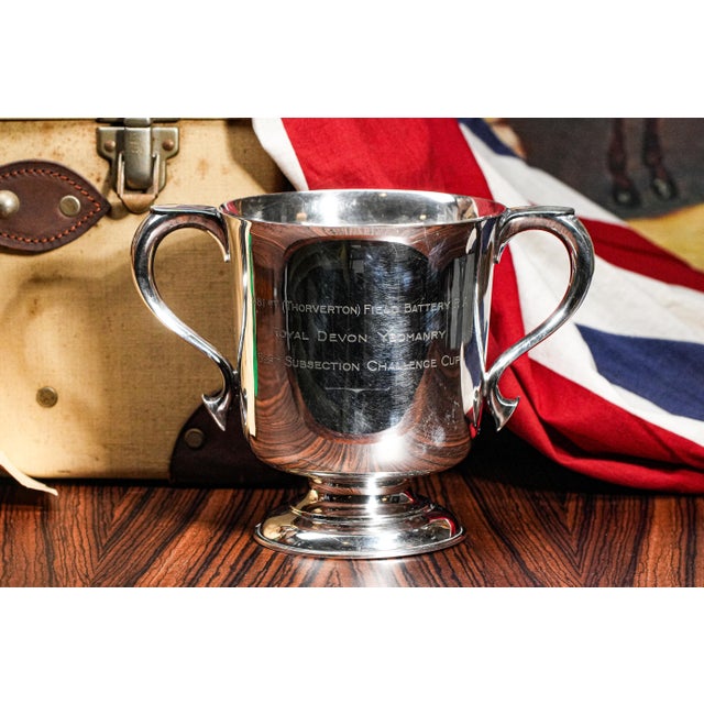 English Antique Silverplate Trophy Cup Military Militaria For Sale - Image 11 of 13