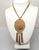 Monet Vintage 1960s Signed Monet Goldtone Openwork Tassels Pendant Necklace For Sale - Image 4 of 8