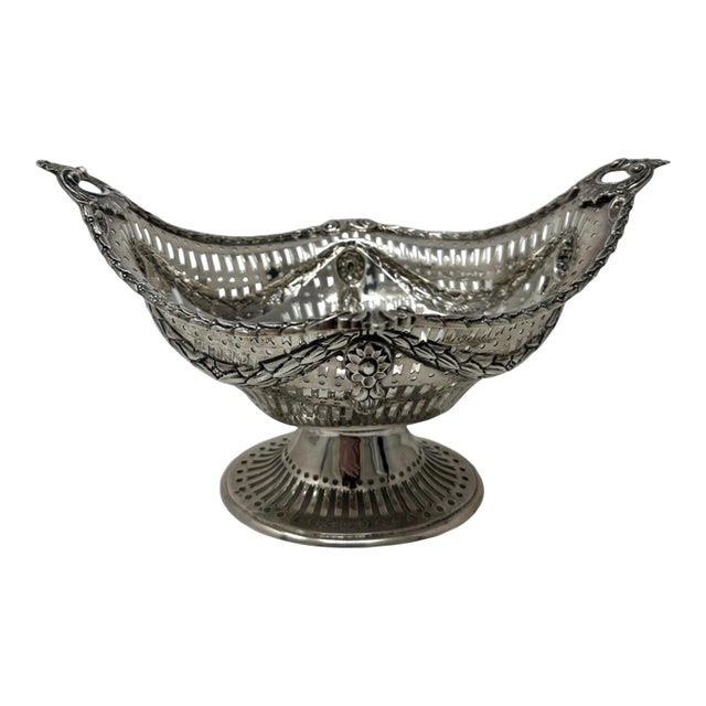 Antique Sterling Silver Fruit Sweetmeat Dish Centerpiece English 1898 12.9 Ozs For Sale