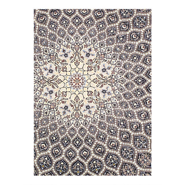 Nain rugs are renowned for their detail and fine use of outlining along the central motifs. Breaking from the classical...