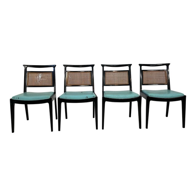 Set of 4 John Stuart Caned Back Dining Chair For Sale