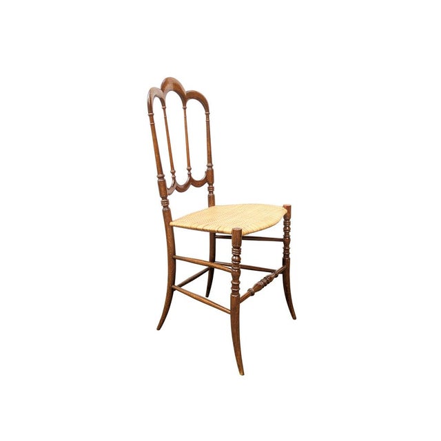 Mid-Century Modern Italian Wood and Vienna Straw Chiavari Chair attributed to Fratelli Levaggi, 1950s For Sale - Image 3 of 8