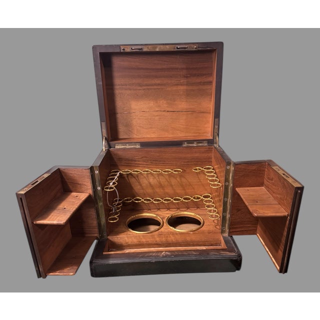 Wood Antique Victorian Keepsake Vanity Cabinet Hand Painted Floral Porcelain Plaques For Sale - Image 7 of 8