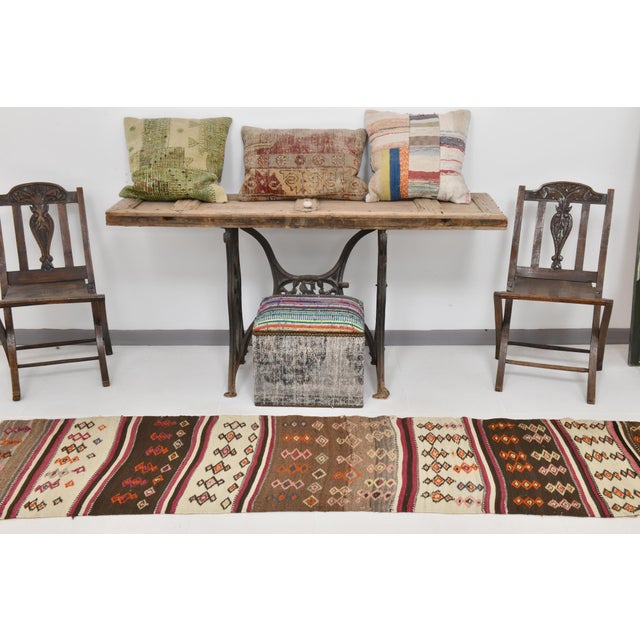 Boho Chic Vintage Kilim Runner Rug For Sale - Image 3 of 11