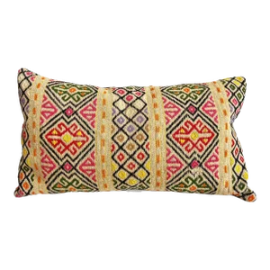 Lumbar Pillow Made from Vintage India Textile