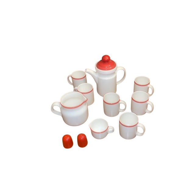 A stunning and rare 10-piece ceramic breakfast or coffee service in the "Katja" pattern, designed by Anja Jaatinen-...